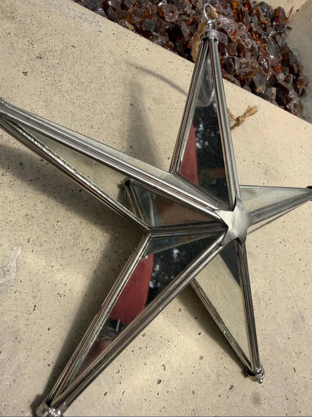 Pottery Barn Faceted Mirror Star Ornament  Victorian Tiffany Style Star Ornament